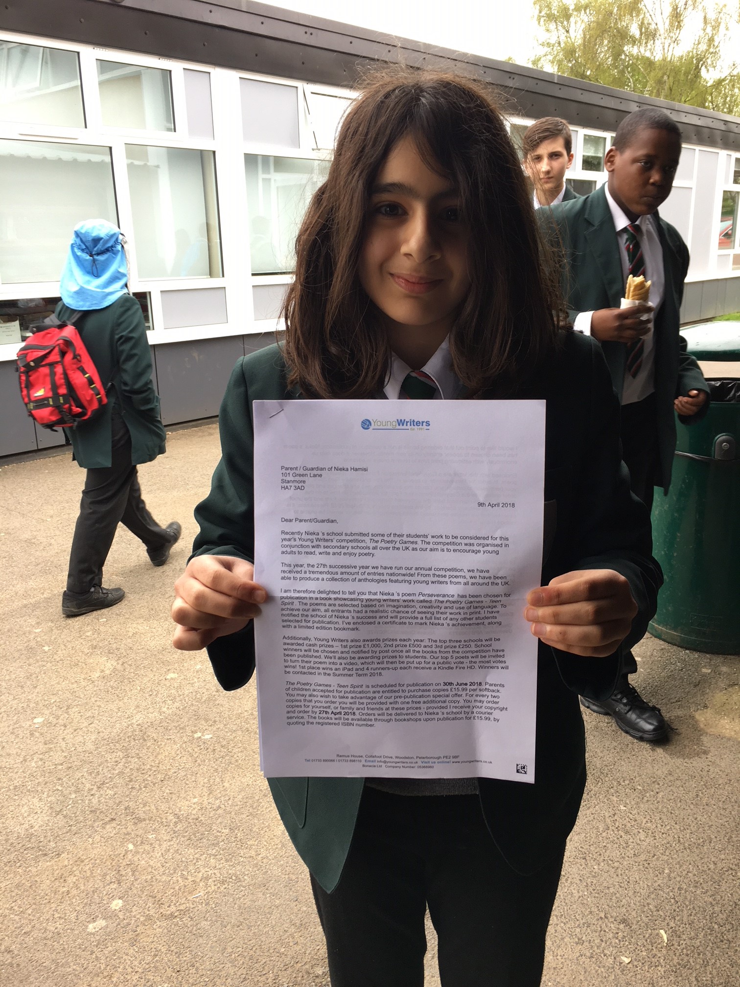 BMS Student Recognised in National Young Writers’ Competition