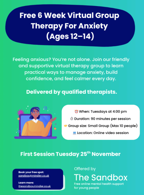 Free Group Therapy Sessions for 12- 14 year olds