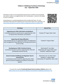 Children’s Wellbeing Practitioner Workshops